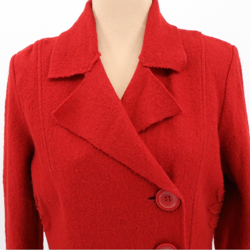 Clothes by Revue Red Wool Jacket Coat Lightweight Size L Button Front Artisan - Picture 4 of 11